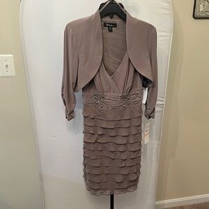 SL Fashions Pink Ruched V-Neck Sheath Dress